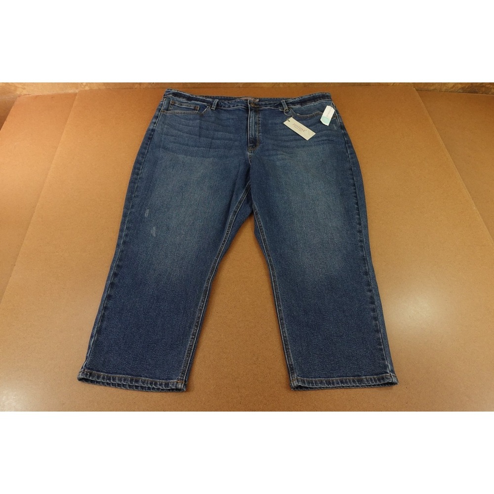 Just USA Womens 24W Indigo Blue Denim Dark Wash Stretch Phillip Capri Jeans NWT